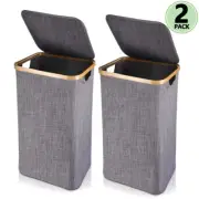 2X Laundry Basket,Clothes Storage Bin Laundry Hamper + Lid Handles Foldable 100L