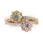 0.5 ct Round Cut Moissanite Gemstone Solitaire Ring With Accents Yellow Gold