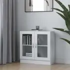 Wooden Vitrine Cabinet Storage Shelf Rack Cupboard Glass Bookshelf Case White