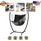 Breathable Cotton Hammock Chair with Sturdy Stand, Easy Assembly, Dark Gray