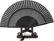 QUMIIRITY Lacquered Black Folding Fan Classic Dance Craft Fan with Hollow Design for Weddings Parties Decorations Includes Black Case Cover Exquisite Material