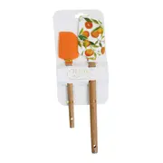 2pc Silicone Wood Spatula Kitchen Baking/Cooking Utensil Cookware Set Citrus