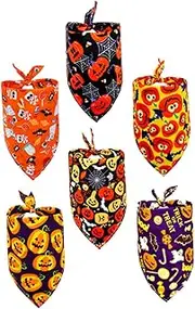 Happyyami Halloween Pet Scarf Set 6pcs Dog Triangle Bibs Skull Design for Dog Saliva Towel
