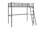 Costway Single Loft Bed Frame Heavy-duty Steel Bed w/High Guard Rails &Ladder Underneath Floor Space