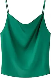 [Generic] Women's Satin Solid Color Camisole Casual Slim Square Neck Backless Sleeveless Top