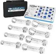 FIRSTINFO 3/8-inch Drive SAE Box End Torque Adapter Set, 12 Point, 8 PCS w/Blow Case -Chrome Vanadium Steel Construction