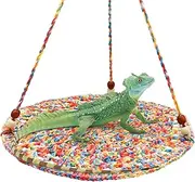 Reptile Hammock Swing Hanging Bed, Cute Lizard Swing Toy, Cotton Lizard Bed, Small Pet Habitat Shelter, Reptile Summer Bed for Bearded Dragon Leopard Gecko Lizard Birds Parrots (Colorful)