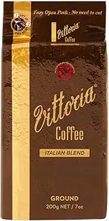 Vittoria Coffee Premium Italian Ground Coffee 200g. Honey & Toasty Notes with a Medium Intensity. Perfect with Home Filter Machines, Pour Over, Chemex, Plungers.