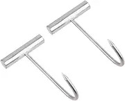 2pcs Pork Hook Steel Roasting Pan Cooling Racks Ferrules Wire Door Hanger Trellis Bailing Ring Chime S Hooks Small Heavy Duty s Hooks Clothes Hangers Heavy Duty Cable Boning Silver
