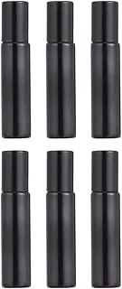 EPIGEIST 6Pcs Black Glass Roller Bottles for Essential Oils and Eye Cream Refillable Cosmetic Containers with Stainless Steel Roller Balls for Home and Travel Use