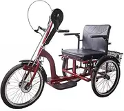 Three Wheel Bike, Adult Tricycle 3 Wheel Bikes High Carbon Steel Frame H&-cranked Tricycle for The Elderly with Shopping Basket & Seat Backrest Basket Cycling Pedalling