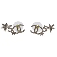 在飛比找Yahoo奇摩購物中心優惠-CHANEL 經典NO.5雙C LOGO星星點綴造型穿式耳環