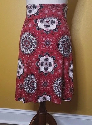 NWT Colette Women Medium Red Mali Brushed Knit Skirt Stitch Fix Boho Bandana 70s