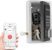 Key Lock Box Wall Mount, Half Remote Unlock Smart Lockbox for House Key, Key Saf
