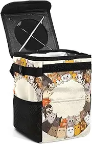 Car Trash Can with Lid,Bag Hanging Storage Pockets Leak-Proof,Portable Garbage Bin,Dogs and Cats Card
