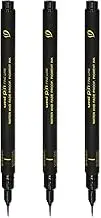 Uni Pin Fineliner Drawing Brush Pens - Brush Nibs - Black Ink - Extra Fine Nib - Pack of 3