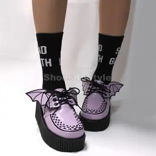 Shoes InStyle 美國 DEMONIA 原廠正品代購英式龐克歌德蘿莉蝙蝠厚底平底鞋 出清『紫色』+1