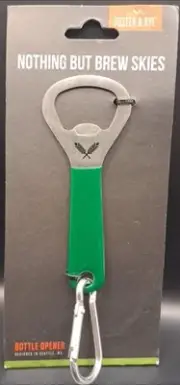 Foster & Rye Nothing But Brew Skies Green Stainless Bottle Opener W/ Carabiner