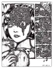 HAPPY GRAVE original horror macabre Drawing 2024 surreal "AZAMI'S SCAR"