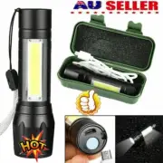LED Torch USB Rechargeable Mini Flashlight Police Zoomable Camping Hiking SmaNV