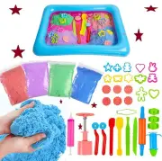 37pc Play Sand Set, 4.4lb Magic Sand in 4 Colors Play Sand Molds & 1 Sand Tray