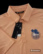 NEW Travis Mathew Brogrammer Polo Mens Small Heather Autumn Sunset
