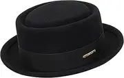 [NociHah] Pork Pie Hat for Men Women Short Brim Fedora Hat Flat Hat Wool Felt Boat Hat Panama Hat Size S-M, Black, M