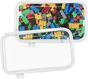 2er Pack Clear Hard Shell Zipper Case,Clear Zipper Pouches for Small Items, Toys, Building Blocks, Puzzles, Cosmetics,Semi-Hard Travel Storage Bag Toiletries Zipper storage bag (20x12x5cm)