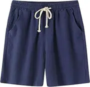 [JEShifangjiusu] Men's Linen Shorts in Spring and Summer Comfortable Solid Color Thin Shorts Pocket Micro Elastic Straight Shorts