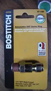 Bostitch 3/8" Quick Connect Plug Automotive Coupler 1/4" NPT Male # AC-14M