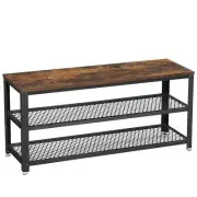 VASAGLE 3-Tier Shoe Rack Shelf Storage Bench with Metal Mesh Shelves and Seat...