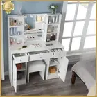 Dressing Table W/ 10 LED Lights Mirror &Stool Vanity Table Makeup Desk 3 Drawers
