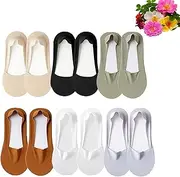 [GDKRTNAJ] 6 Pairs Invisible Ice Silk Breathable Socks, Thin Ultra Low Cut Non Slip Flat Boat Liner Socks,No Show Socks