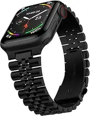 Stainless Steel Link Bracelet Band - The Perth in Black - Compatible with Apple Watch Size 38mm to 41mm