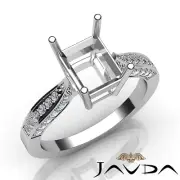 Emerald Solitaire Style Diamond Engagement Ring Semi Mount 14k White Gold 0.4Ctw