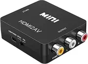 HDMI to RCA,HDMI to AV, ELASO 1080P HDMI to 3RCA CVBS AV Composite Video Audio Converter Adapter Supports PAL/NTSC with USB Charge Cable for PC Laptop HDTV DVD-Black