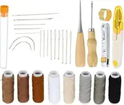 uxcell Bookbinding Kit, 30 Pieces Bookbinding Supplies Hand Book Binding Tool with Sewing Thread Awl Large-Eye Needles Thread Clipper