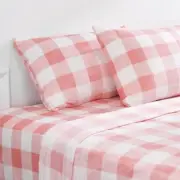 Micro Fleece Checkered Bed Sheet Set Full Size- Ultra-Soft Velvet Plush Bed