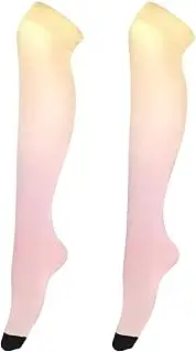 [Joitme] Pastel Pink Yellow Gradient Knee Socks for Women, Soft and Lightweight, Long Socks for Boots, Pastel Pink Yellow Gradient