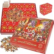Advent Calendar 2024 Jigsaw Puzzles, 1008 Pieces Christmas Countdown Calendar Puzzles for Kids and Adults, 24 Days Countdown Jigsaw Puzzle, Happy Family Toy Game for Home Decoration (Style A)