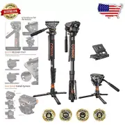 Fluid Head Monopod with Quick Release & Stable Feet - Ideal for DSLR Cameras