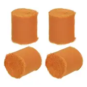 4 Rolls 1.5 In x 5 Yd Handmade Fringe Silk Chiffon Ribbon, Orange
