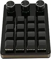 One Handed Macro Mechanical Keyboard, 16 Keys Mini Programmable Keypad with 3 Knob, Blue Switch, Hot Swappable, USB Gaming Keyboard for Windows PC Gamers