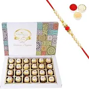 Ghasitaram Gifts Rakhi Gifts for Brothers Channa Laddoos 24pcs with Pearl Beads Rakhi