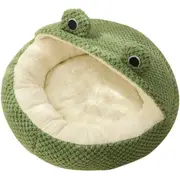 TODO Semi Enclosed Pet Nesting Bed 60cm Diameter Soft Warm Dog Cat Sleeping Bed - Frog
