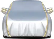 Car Cover for BYD Dolphin, Waterproof and Sun-Proof Full Car Cover Outdoor Car Tarpaulin Anti-Scratch Wind, Rain, Snow and UV, Flame Retardant, Elastic Hem(Silver)