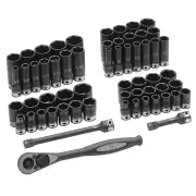 59 Pc. 3/8" Drive 6 Point SAE & Metric Duo-Socket Set GRY-81659CRD Brand New!