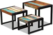 Three Piece Nesting Tables Solid Reclaimed Wood Home Accent