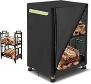 TOEMUE Firewood Log Rack Cover, Outdoor Wood Cover with Openable Front Flap,2ft Firewood Racks Cover（Cover Only）