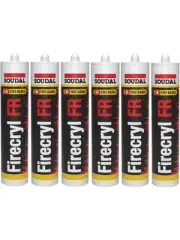 6 x Soudal Firecryl Fire Resistant Plasto Elastic Sealant Grey 310ml